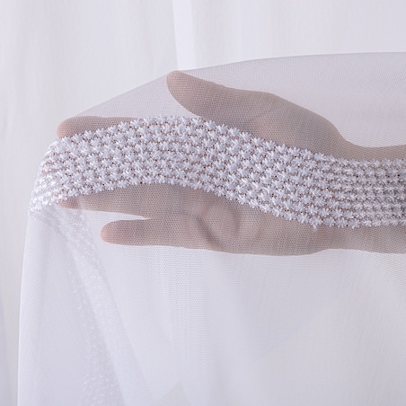 Firana na taśmie wave 300x265 biały ze wzorem