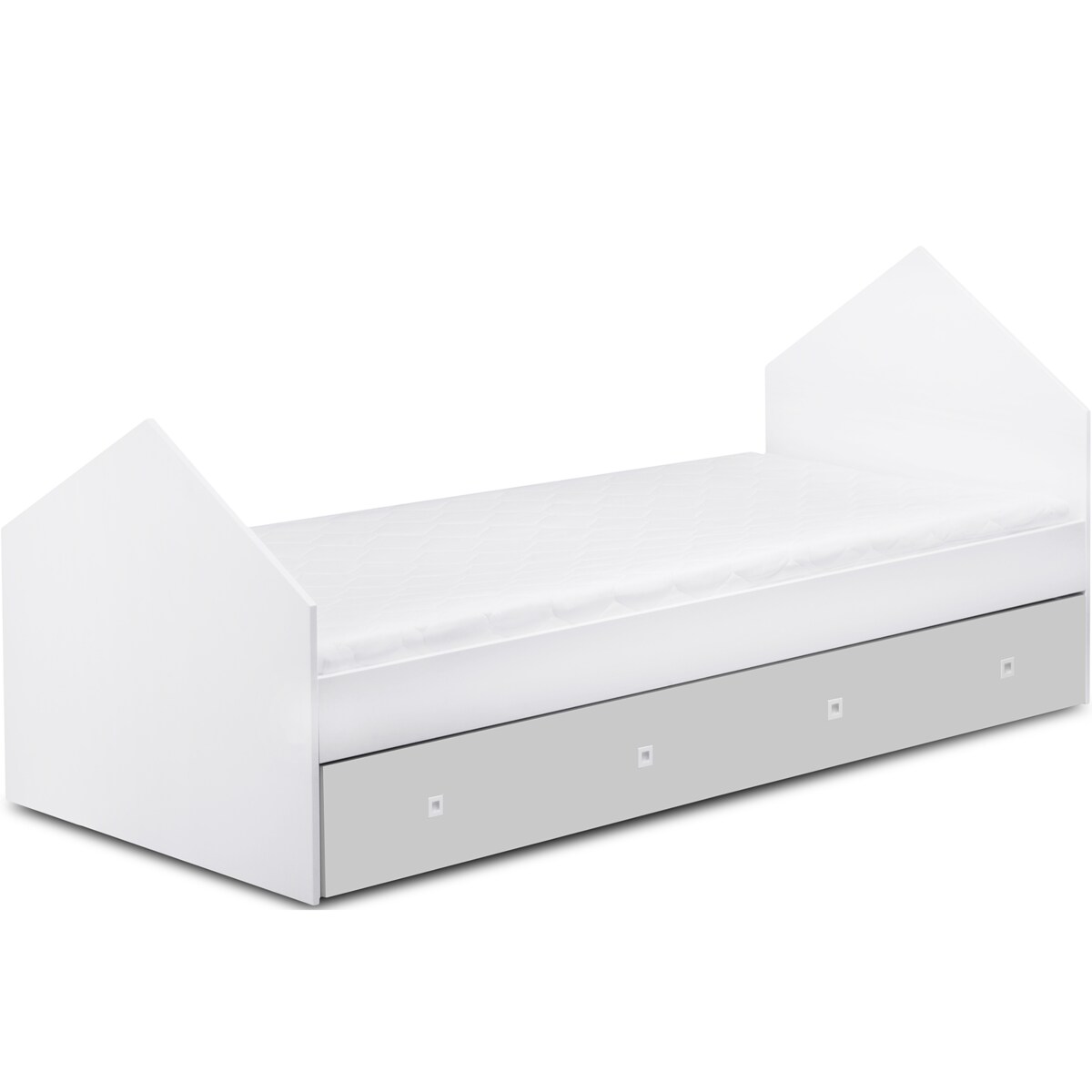 KONSIMO MIRUM Szare łóżko w kształcie domku