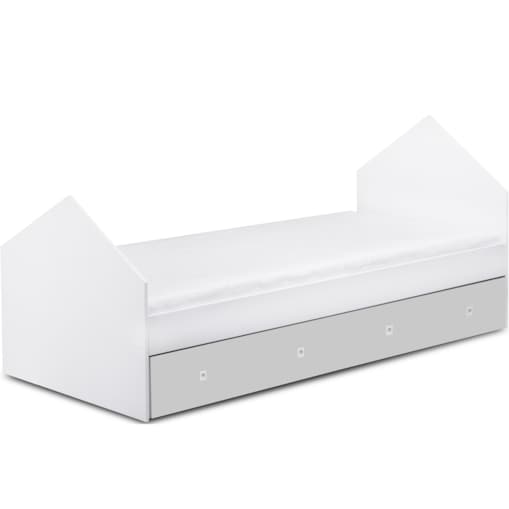 KONSIMO MIRUM Szare łóżko w kształcie domku