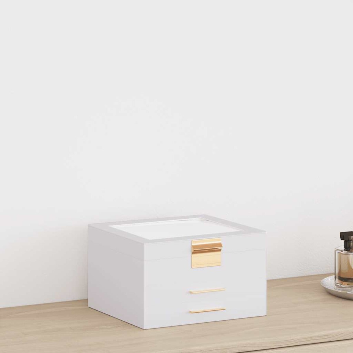 vidaXL Pudełko na biżuterię 3-warstwowe białe 23x20,5x14 cm