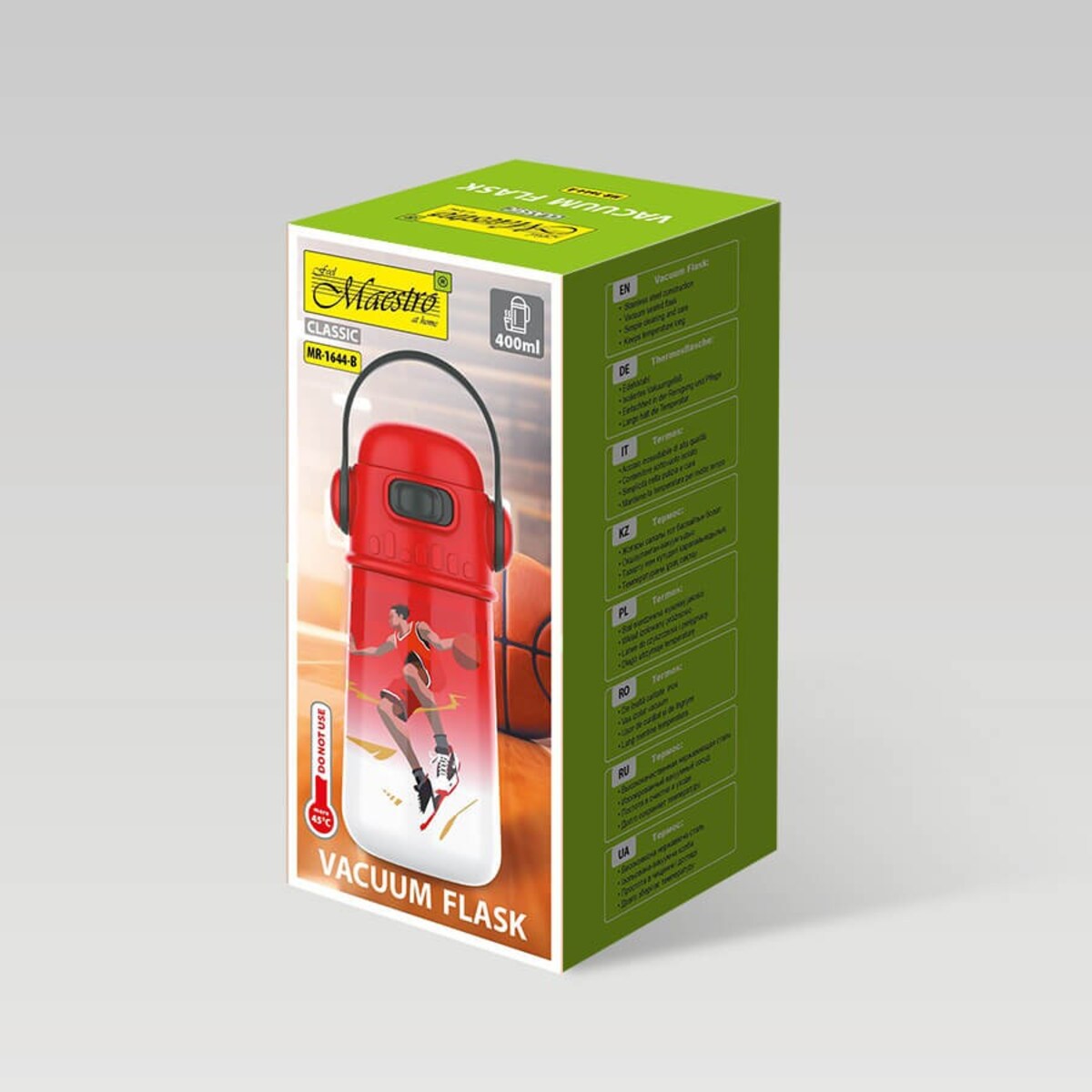 Kubek termiczny dla dzieci dziecka z ustnikiem 400ml koszykarz MAESTRO MR-1644-B