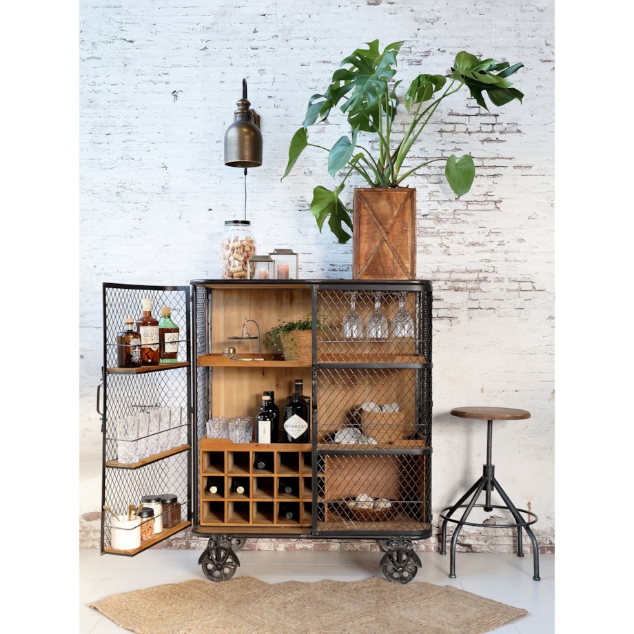 Komoda barowa na kółkach z siatką 94,5 cm