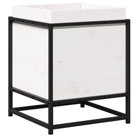 vidaXL Donica ogrodowa, biała, 40x40x50 cm, lite drewno sosnowe