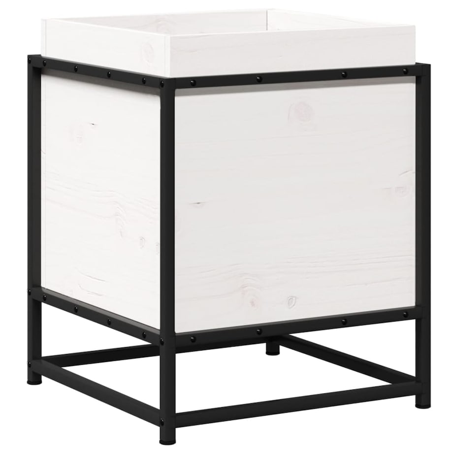 vidaXL Donica ogrodowa, biała, 40x40x50 cm, lite drewno sosnowe