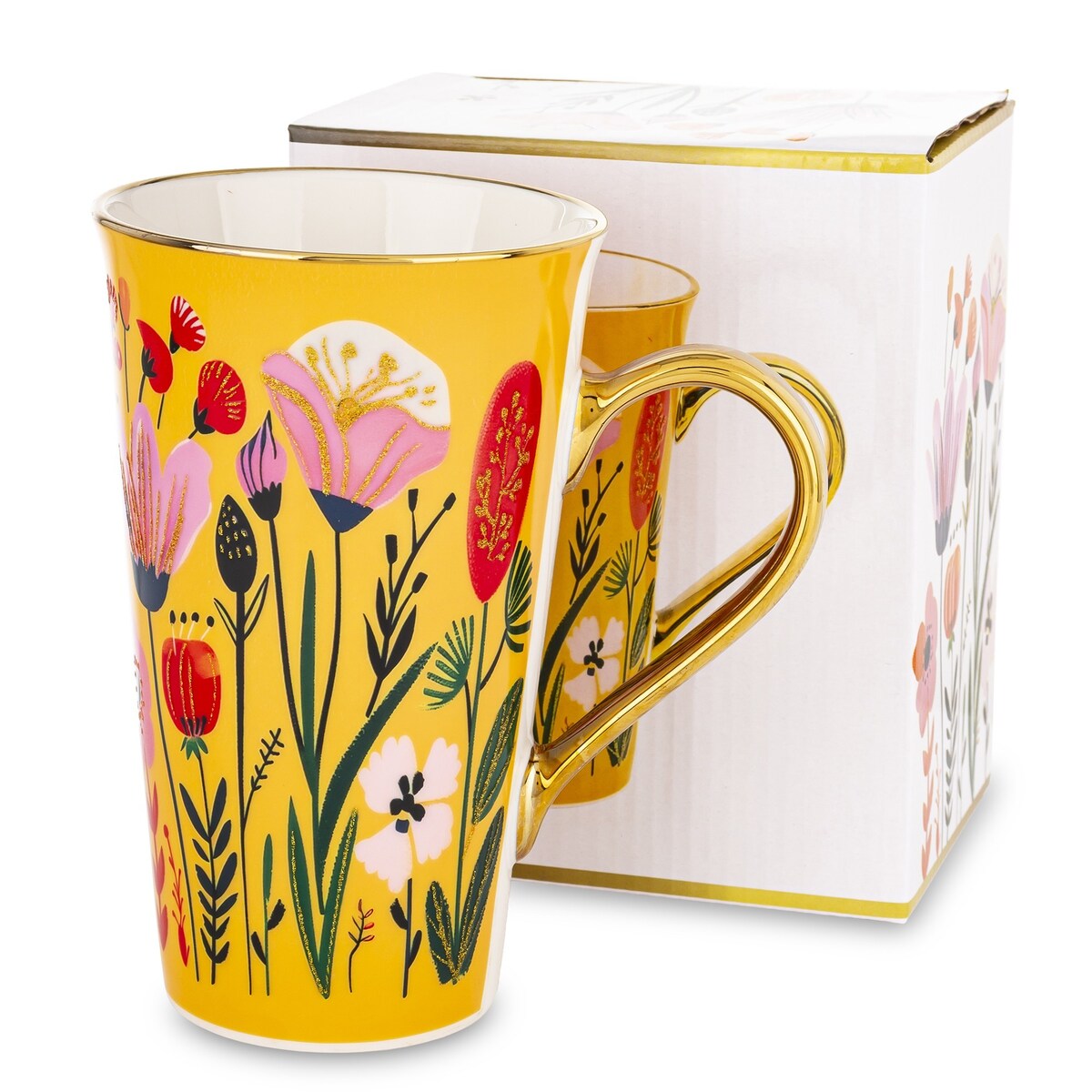 Kubek porcelanowy 700 ml BLUMEN-I 17x15x10 cm żółty