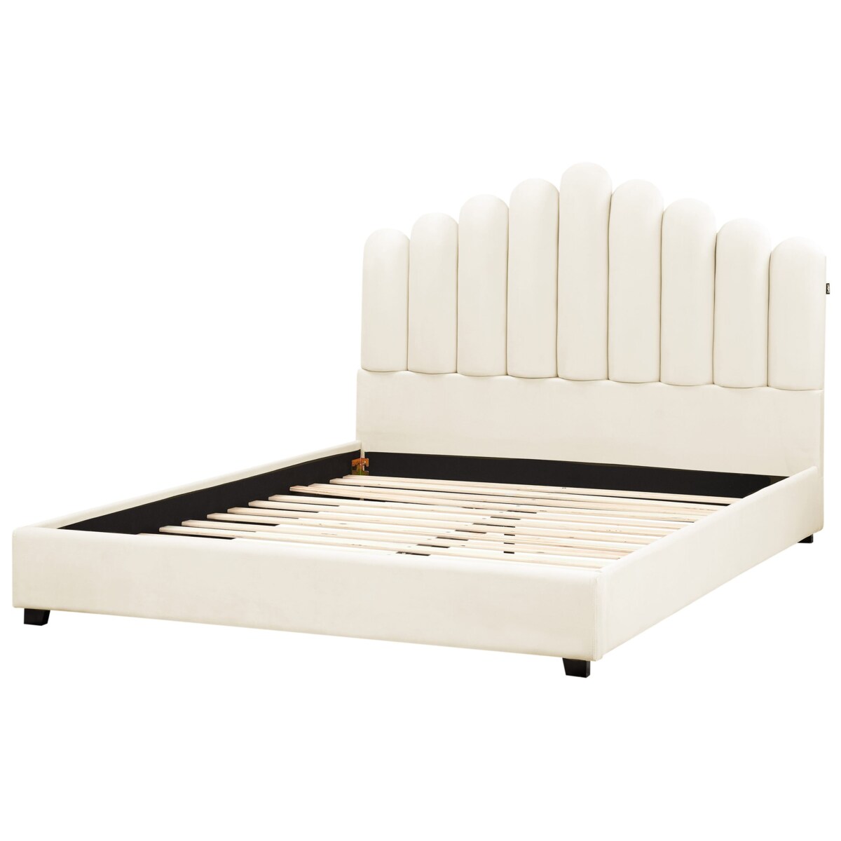 Łóżko Welur VINCENNES 160 x 200 cm Złamana biel