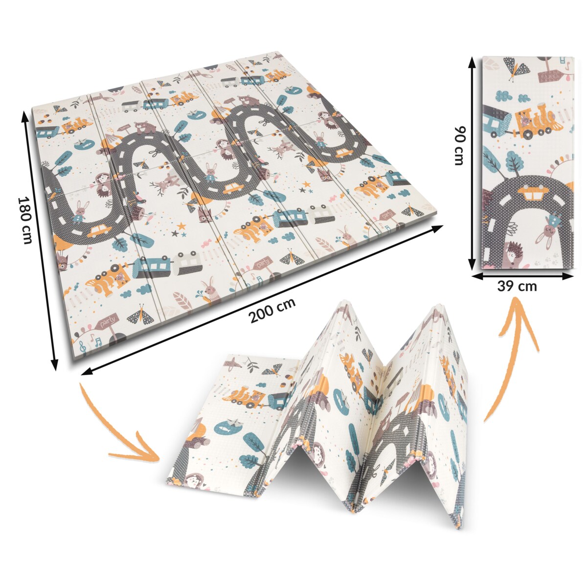 Mata piankowa edukacyjna składana dla dzieci duża 180x200 pianka xpe Nukido