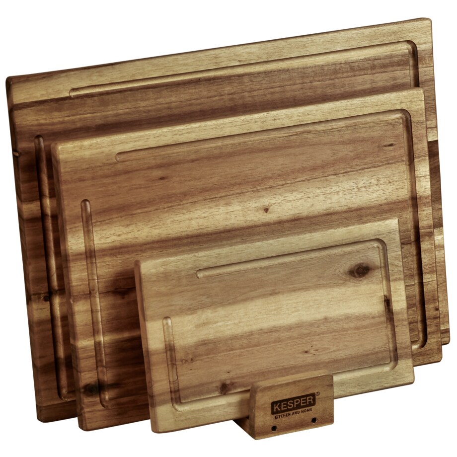 Zestaw 3 desek do krojenia ze stojakiem, drewno akacji