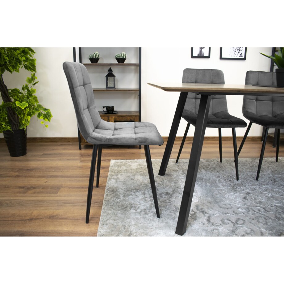 Krzesło Do Jadalni Kuchni Salonu Kara - Ciemny Szary Aksamit X 2