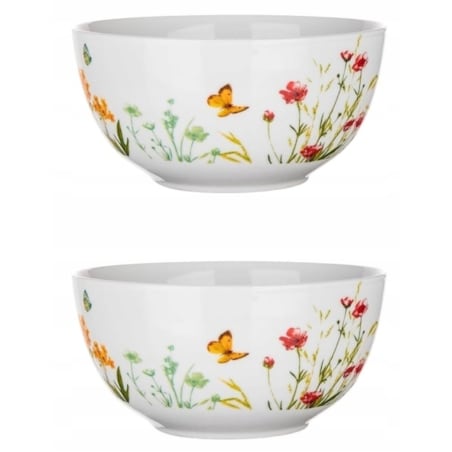 2x MISKA SALATERKA śniadaniowa deserowa 500ml W KWIATY na płatki owsianka