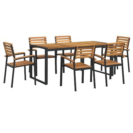 vidaXL 7-cz. zestaw mebli ogrodowych, lite drewno akacjowe i metal