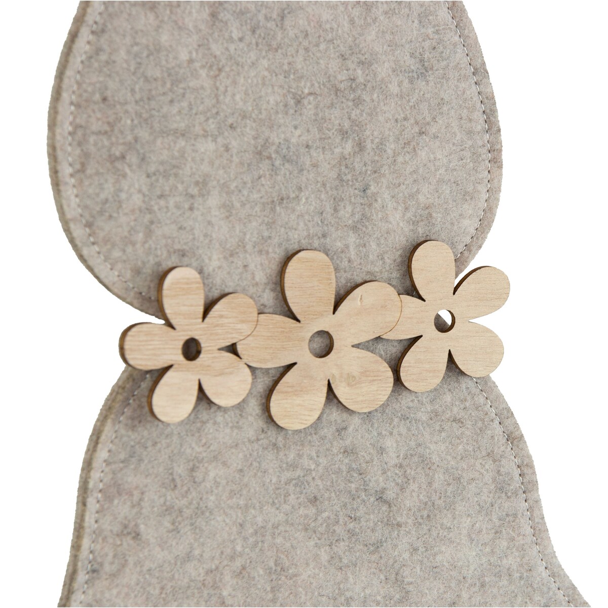 Królik Zajączek Wielkanocny Dekoracja Stojąca Ozdoba Drewniana Podstawka Jasnoszary