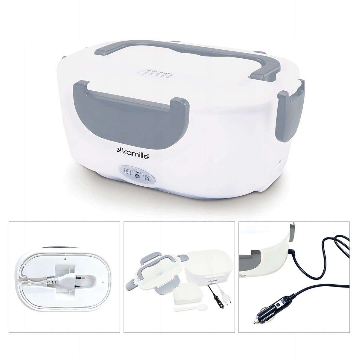 Elektryczny lunch box podgrzewany termos samochodowy + wtyczka KAMILLE
