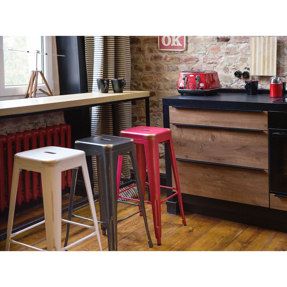 Zestaw 2 stołków barowych metalowych 76 cm czarno-złoty CABRILLO