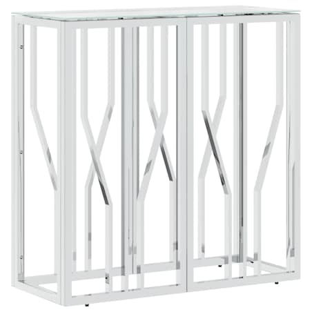 vidaXL Stolik konsolowy, 70x30x70 cm, stal nierdzewna i szkło