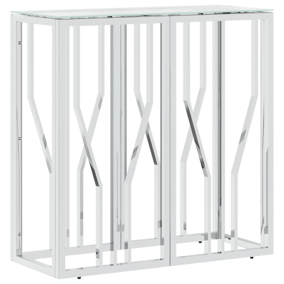 vidaXL Stolik konsolowy, 70x30x70 cm, stal nierdzewna i szkło