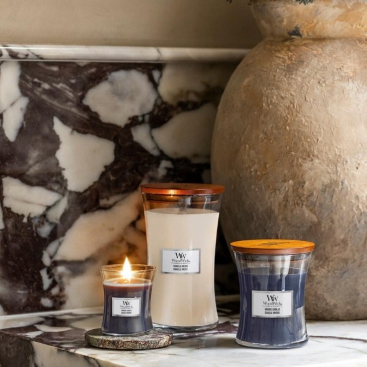 WoodWick świeca mała HINOKI DAHLIA