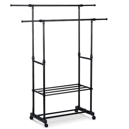 Wieszak na ubrania stojący stojak podwójny kółka Massido