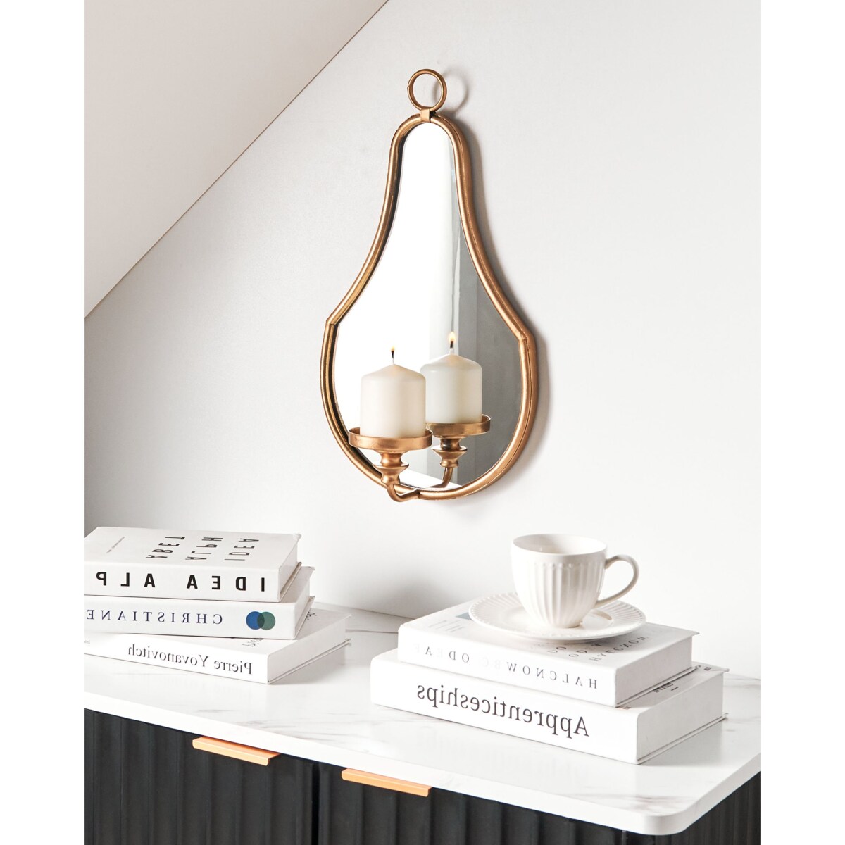 Świecznik wiszący BAZARNES Metal 45 cm Złoty