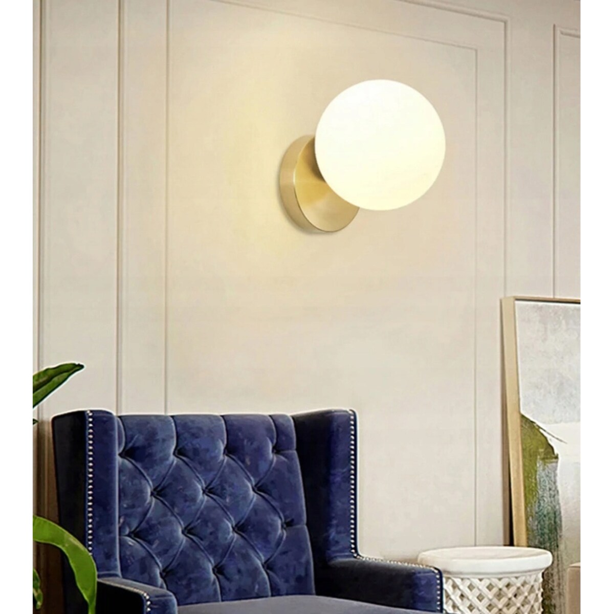 Lampa Kinkiet Ścienny Szklana Kula Gold Złota Loft