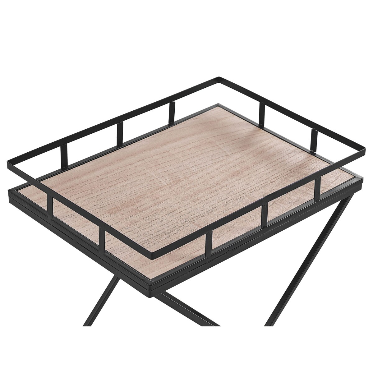 Metalowy wózek kuchenny jasne drewno z czarnym LEOTI