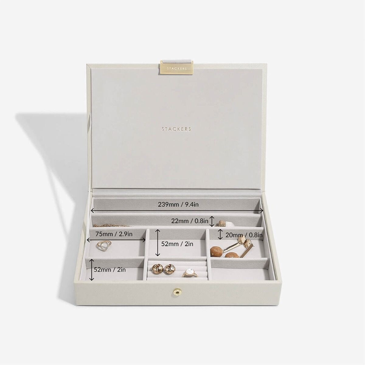 Szkatułka na biżuterię Stackers classic jasnobeżowa z pokrywką