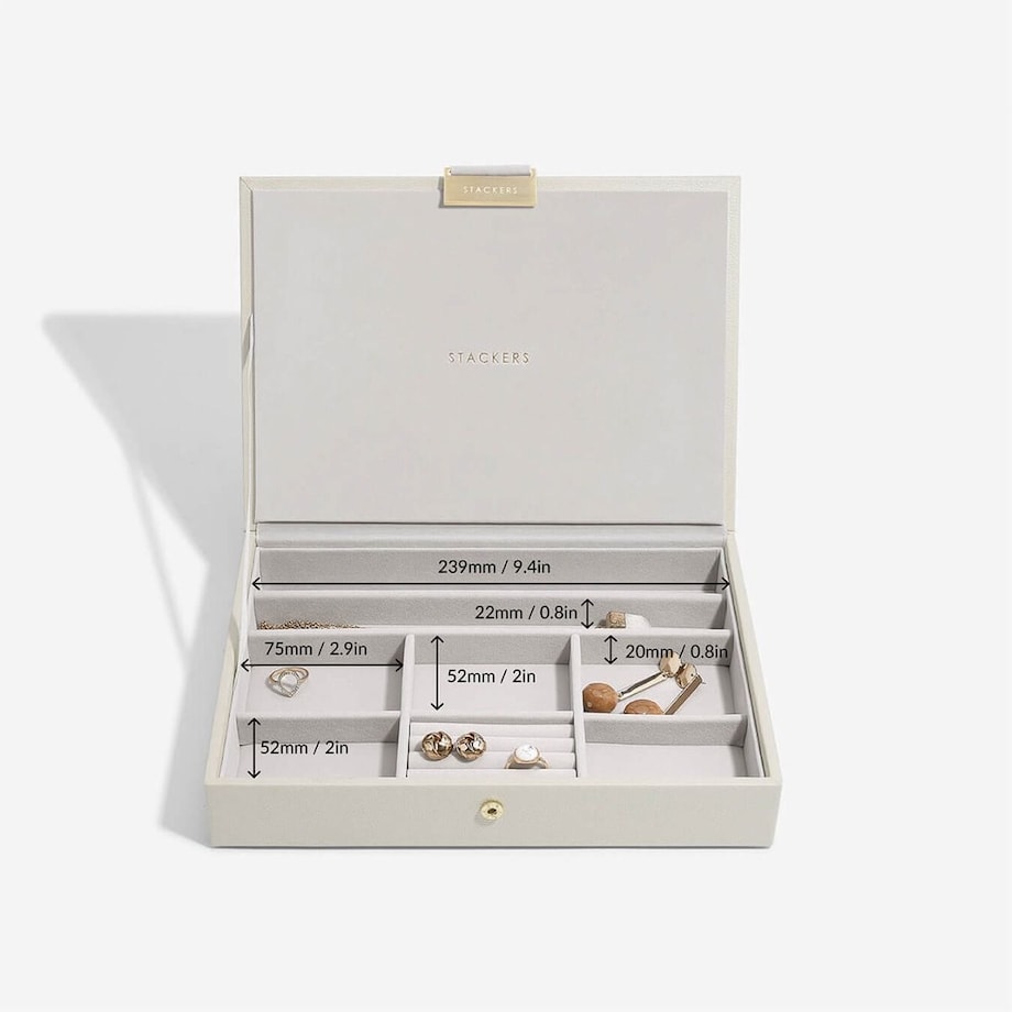 Szkatułka na biżuterię Stackers classic jasnobeżowa z pokrywką