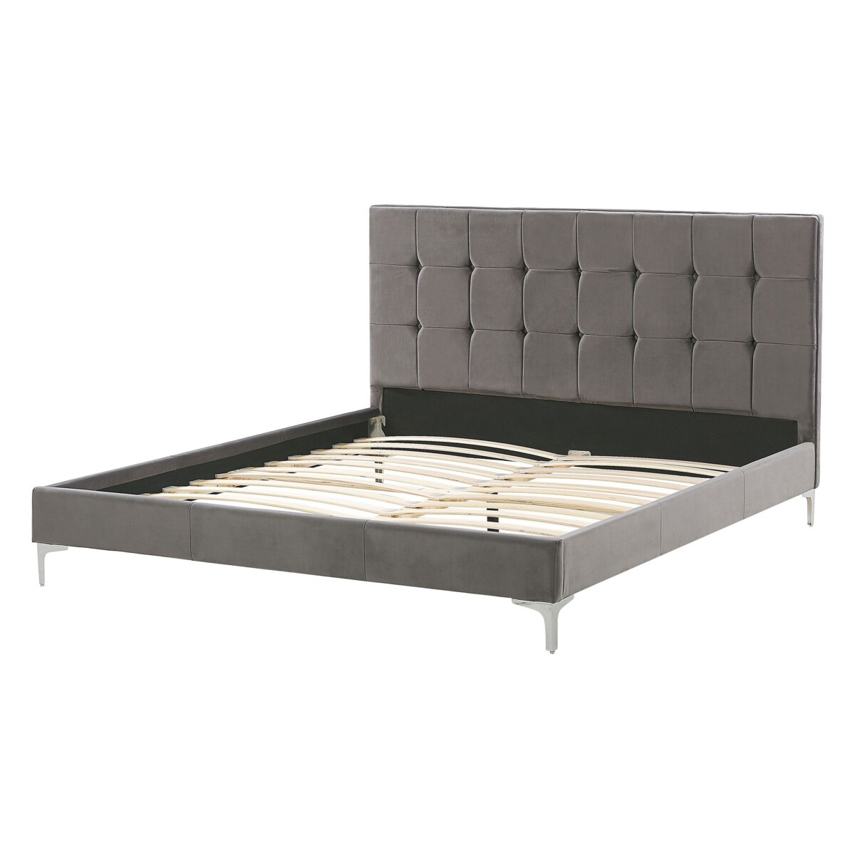 Łóżko welurowe 140 x 200 cm szare AMBERT