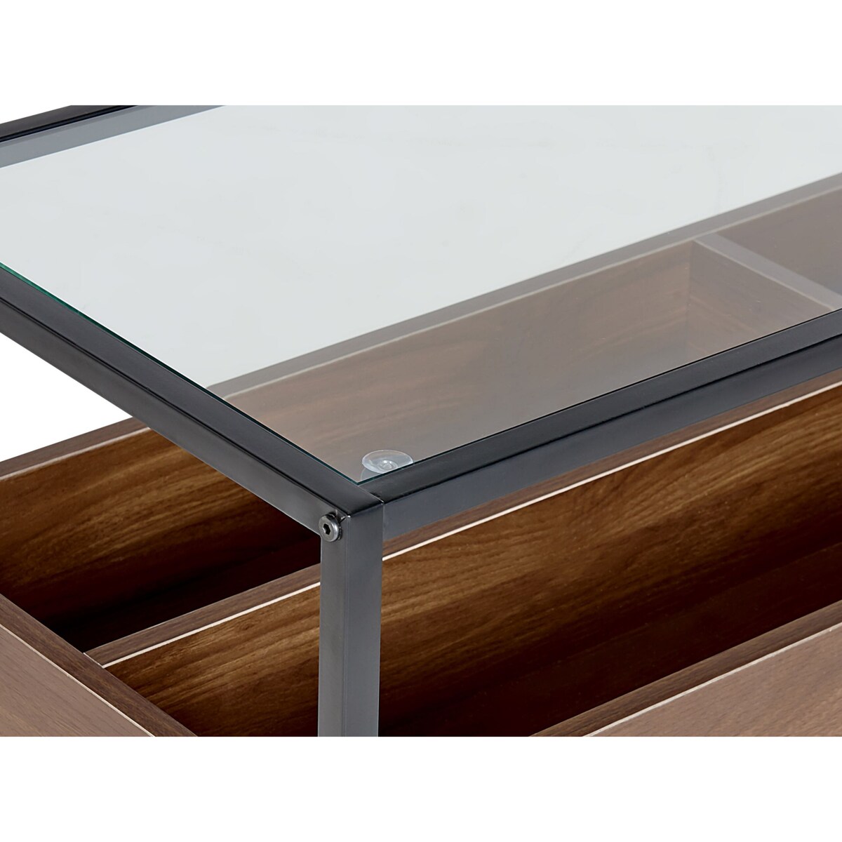 Konsola szklana ciemne drewno z czarnym WACO