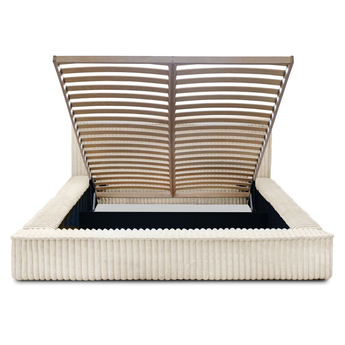 Łóżko ze stelażem i pojemnikiem jasnobeżowe 160x200 cm Golmo