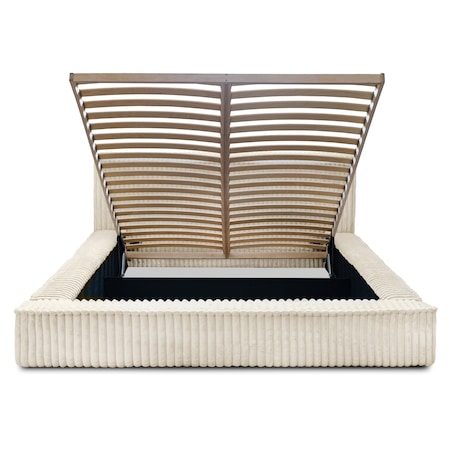 Łóżko ze stelażem i pojemnikiem jasnobeżowe 160x200 cm Golmo