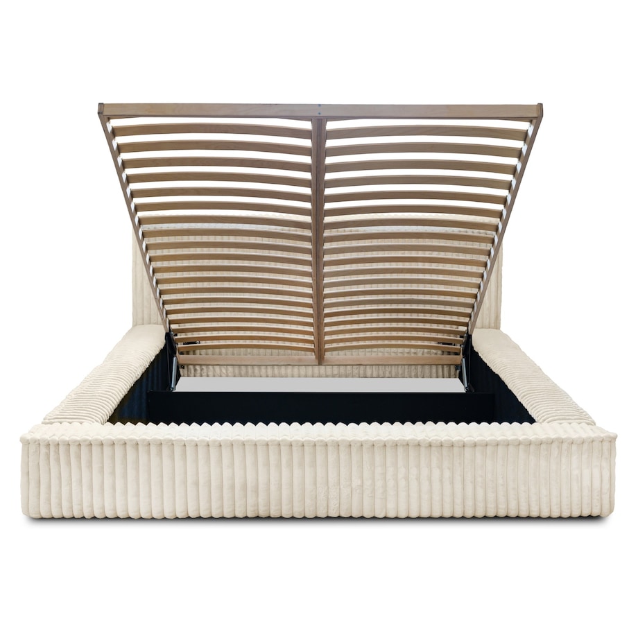 Łóżko ze stelażem i pojemnikiem jasnobeżowe 160x200 cm Golmo