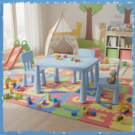 Stolik dla dzieci niebieski plastikowy do pokoju dziecka dziecięcy