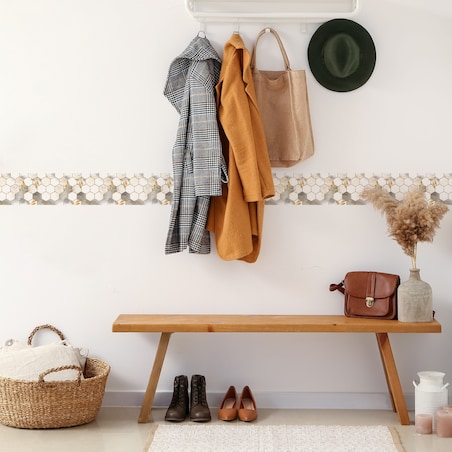 Pasek Dekoracyjny Bordiura Do Tapet Marmur Heksagony MOZAIKA Styl Glamour