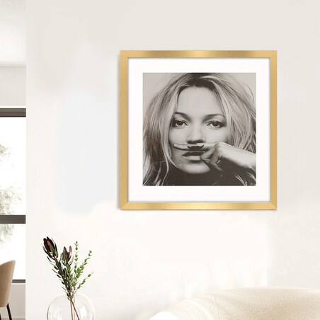 Ramka na zdjęcia 40x40 cm złota rama MDF z plexi do powieszenia pion poziom klasyczna kwadratowa ramka FRAMAI®