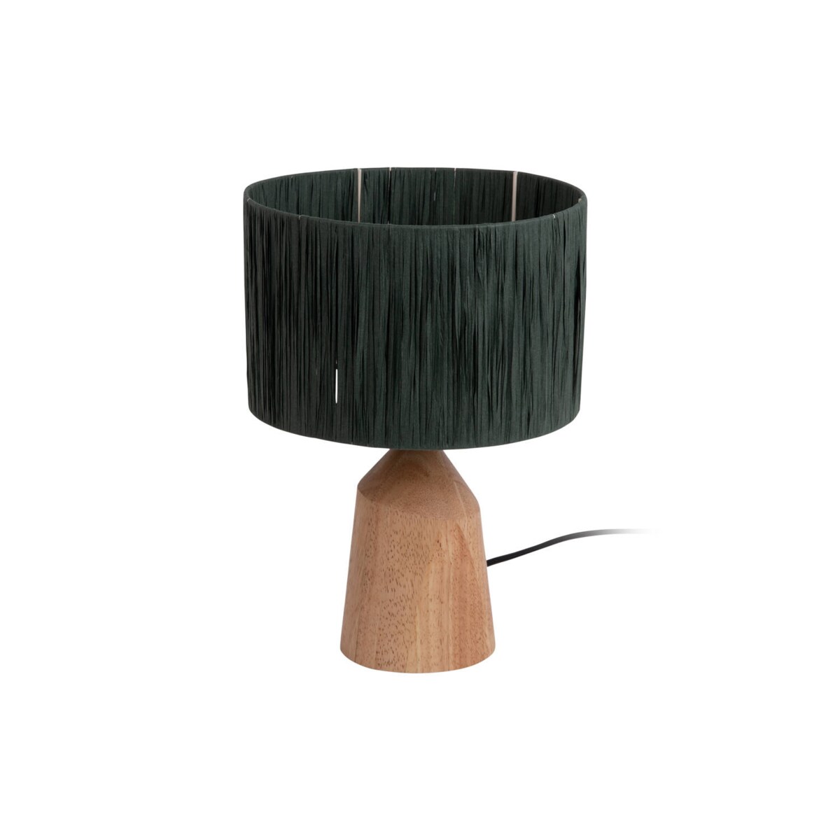 Lampa stołowa TRAPEZE z drewnianą podstawą, Ø 25 cm