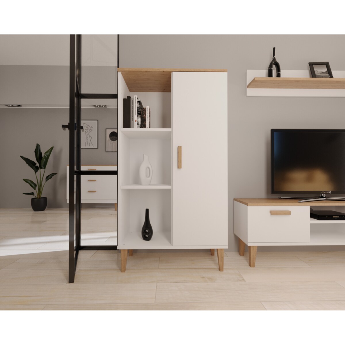 Regał Denver biały & hikora