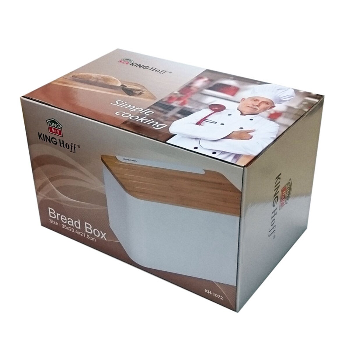 Chlebak stalowy z deską do krojenia biały KINGHOFF