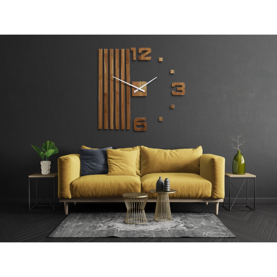 Drewniany zegar ścienny dębowy LAMELE 100cm