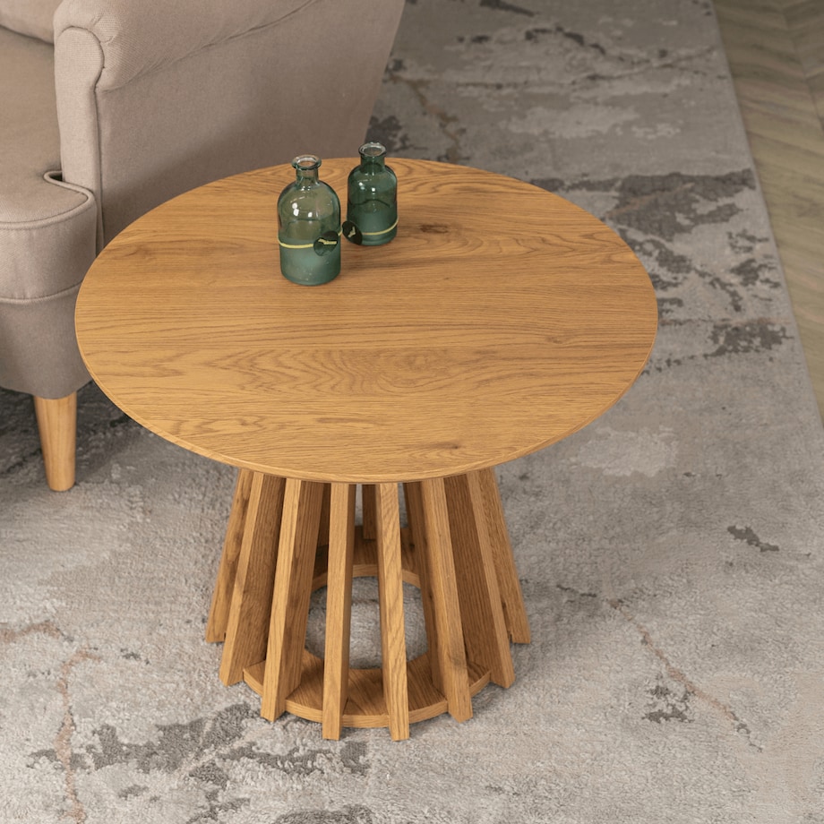 Stolik Kawowy Okrągły Dąb Mały Loft Okrągła Ława HARPER