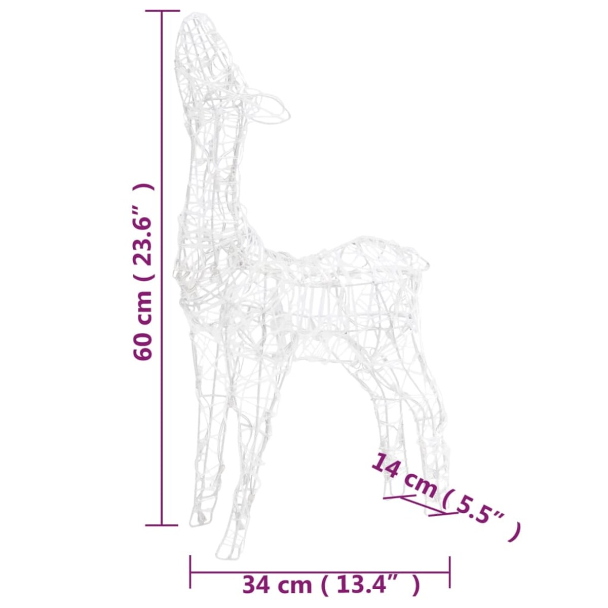 vidaXL Świąteczne renifery, akrylowe, 160 niebieskich diod LED