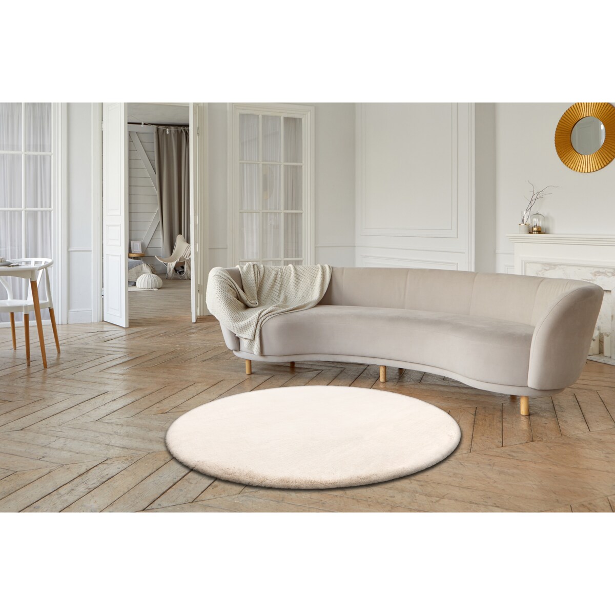 Dywan TEDDY NEW sand 52 koło Shaggy beż koło 160 cm