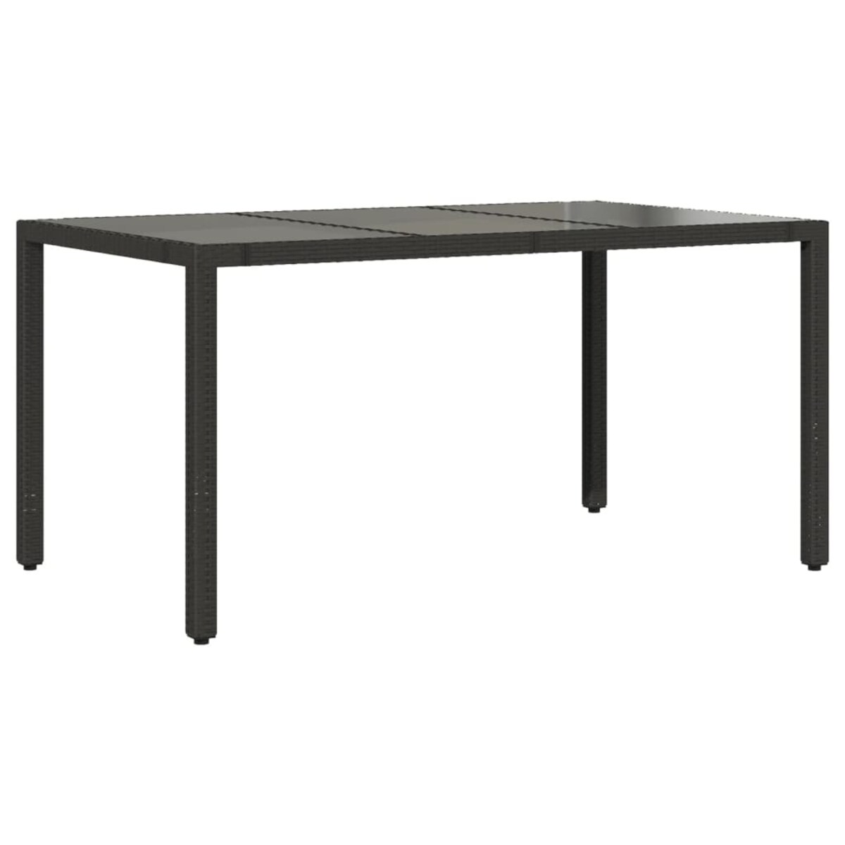 vidaXL Stół ogrodowy ze szklanym blatem, czarny, 150x90x75cm rattan PE