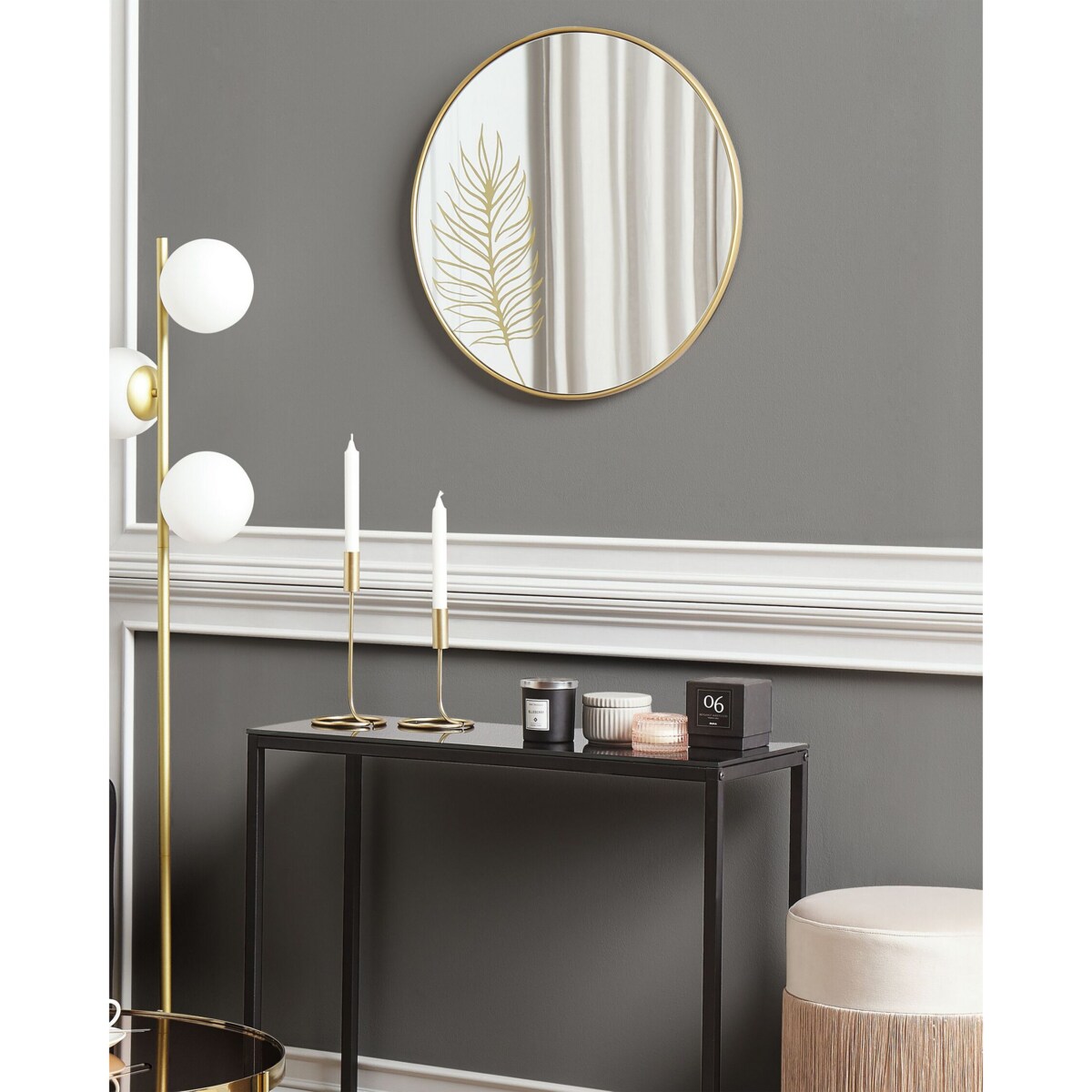 Okrągłe lustro ścienne ø 57 cm złote SAUVIE