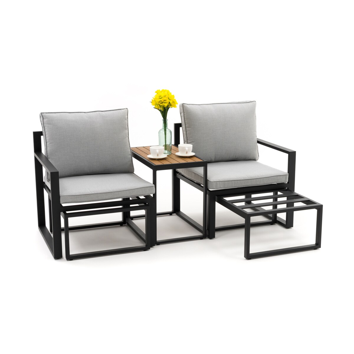 Zestaw mebli ogrodowych aluminiowe nowoczesne ATOL 2 grafitowo szare