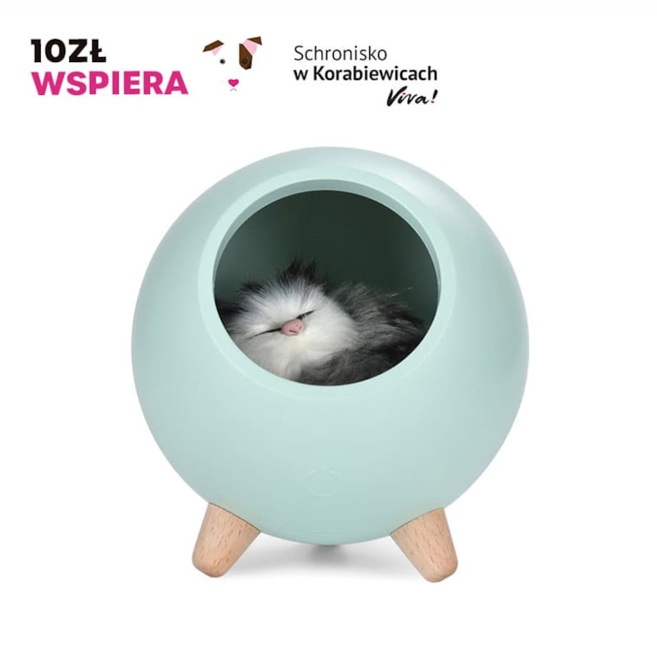 Lampka nocna z kotkiem seledynowa