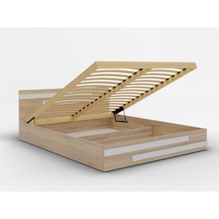 Łóżko do sypialni ALDO BETA 140x200 z płyty laminowanej, z materacem- dąb