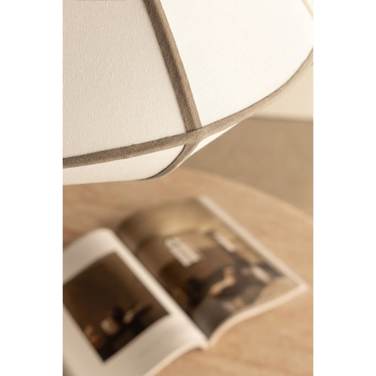 Lampa sufitowa lniana Patraix kremowo-beżowo Ø50 cm