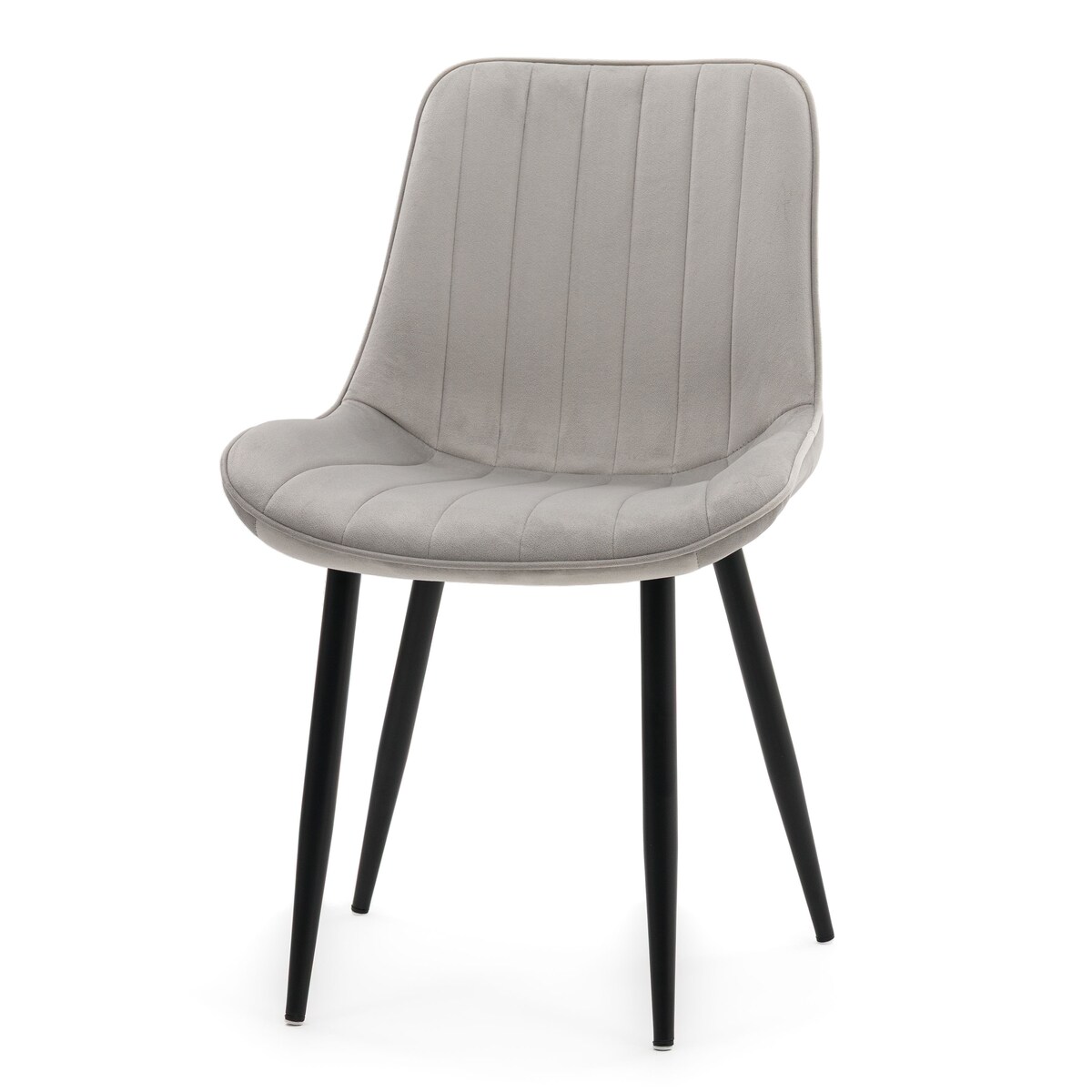 Krzesło welurowe tapicerowane ELVA szare do salonu jadalni na czarnych nogach