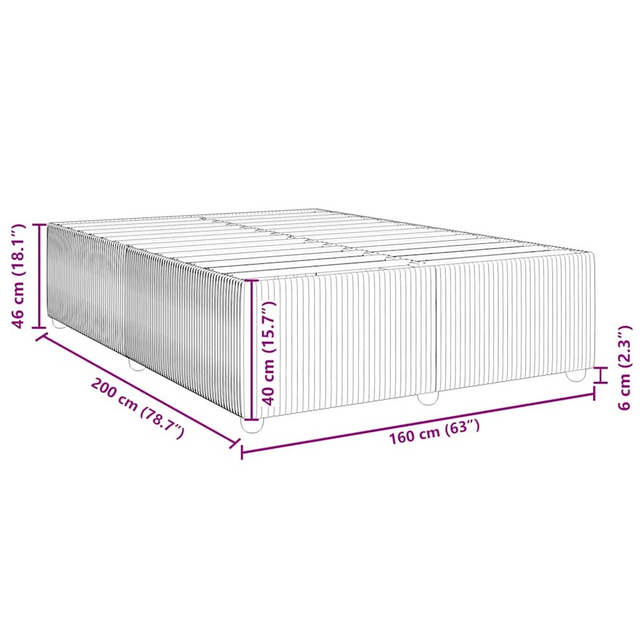 vidaXL Rama łóżka bez materaca, ciemnoszara, 160x200 cm, aksamitna